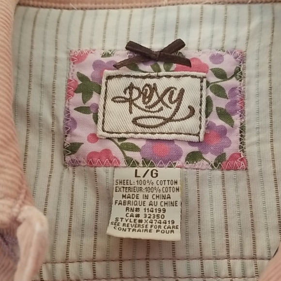 Roxy Pink Corduroy Embroidered Trucker Jacket - Picture 5 of 5
